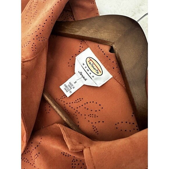 Talbots Laser Cut Shacket Brown Sz X (L) Suede Fall Office Neutral Oversized - Picture 3 of 9